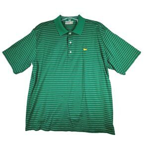 Augusta National Golf Shop Shirt Mens Large Green Stripe Golf‎ Polo Sportswear